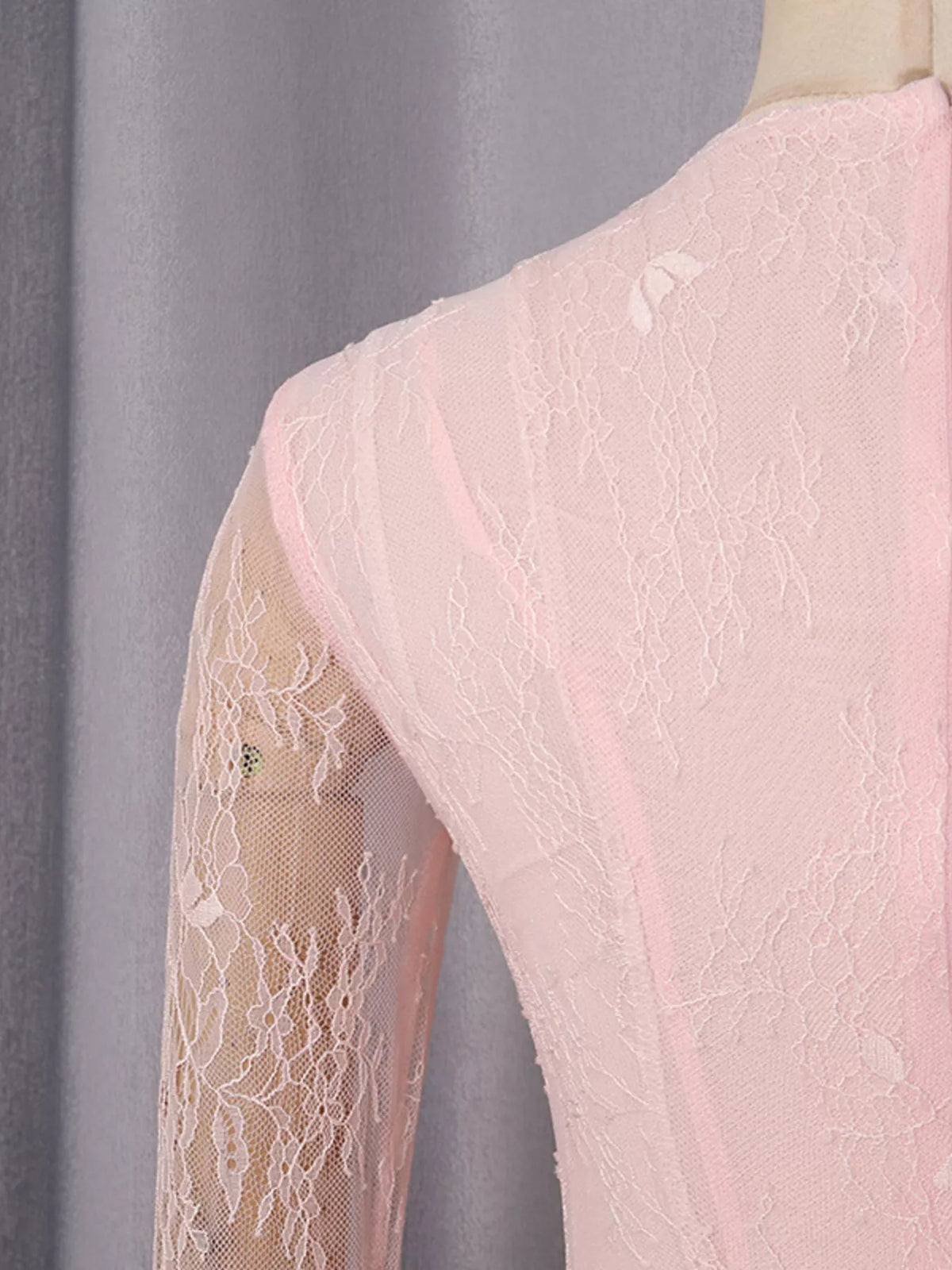 Pink Lace Flare-Sleeve Mini Dress
