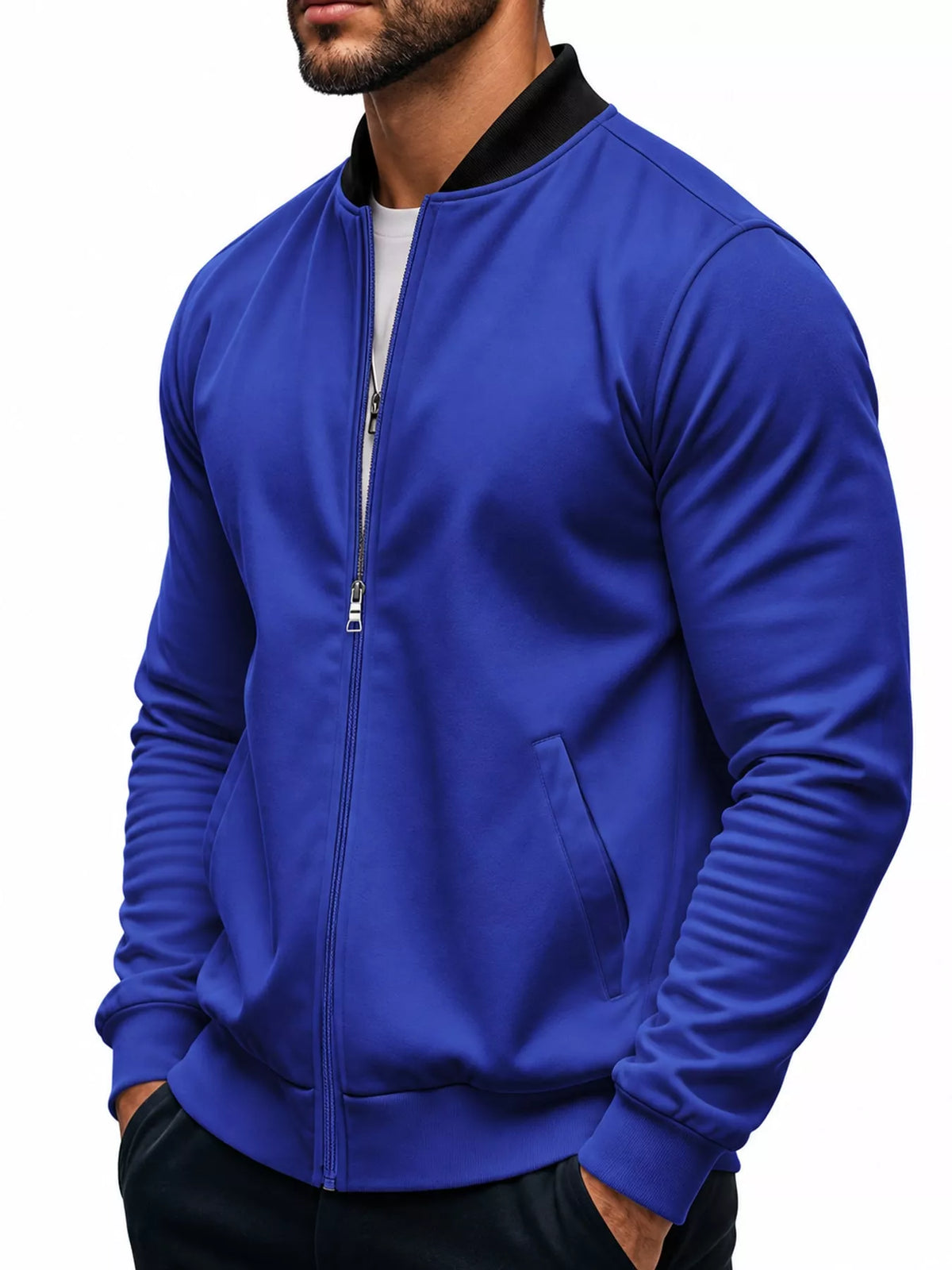 Men's Classic-Fit Zip-Up Bomber Jacket with Pockets — photo 7