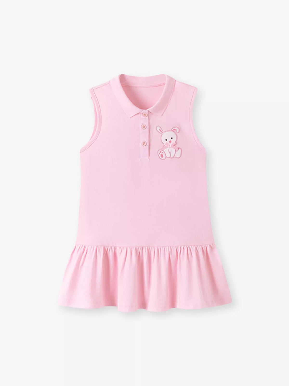 Embroidered Ruffle-Hem Polo Dress