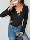 Celeste Leopard Trim Ribbed Knit Bodysuit — product view 4
