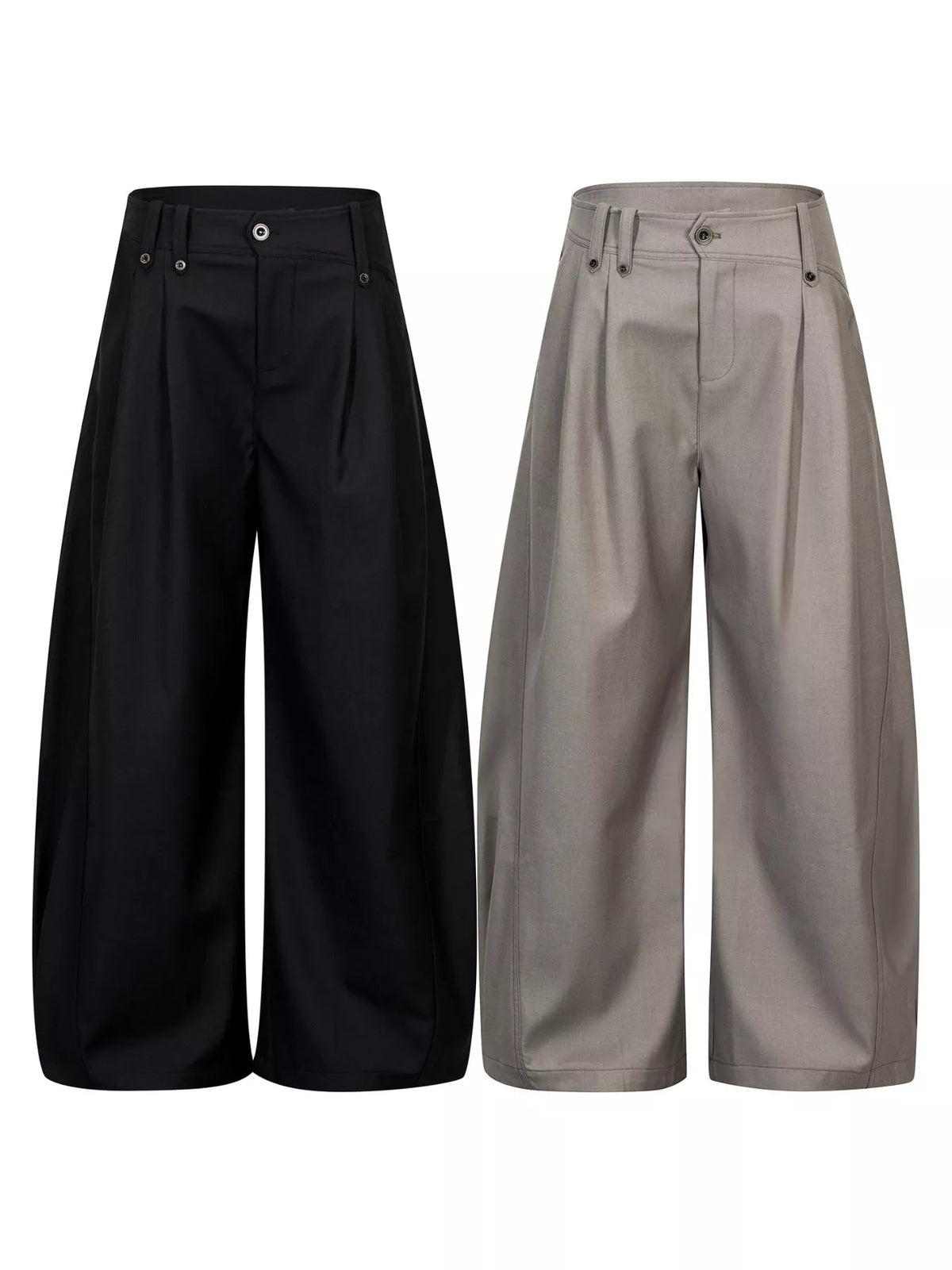 Men's High-Waisted Pleated Wide-Leg Pants