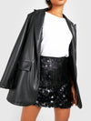 Oversized-sequin party mini skirt
