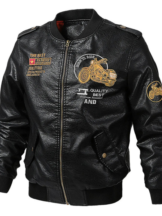 Another view: Heritage Moto Faux-Leather Bomber