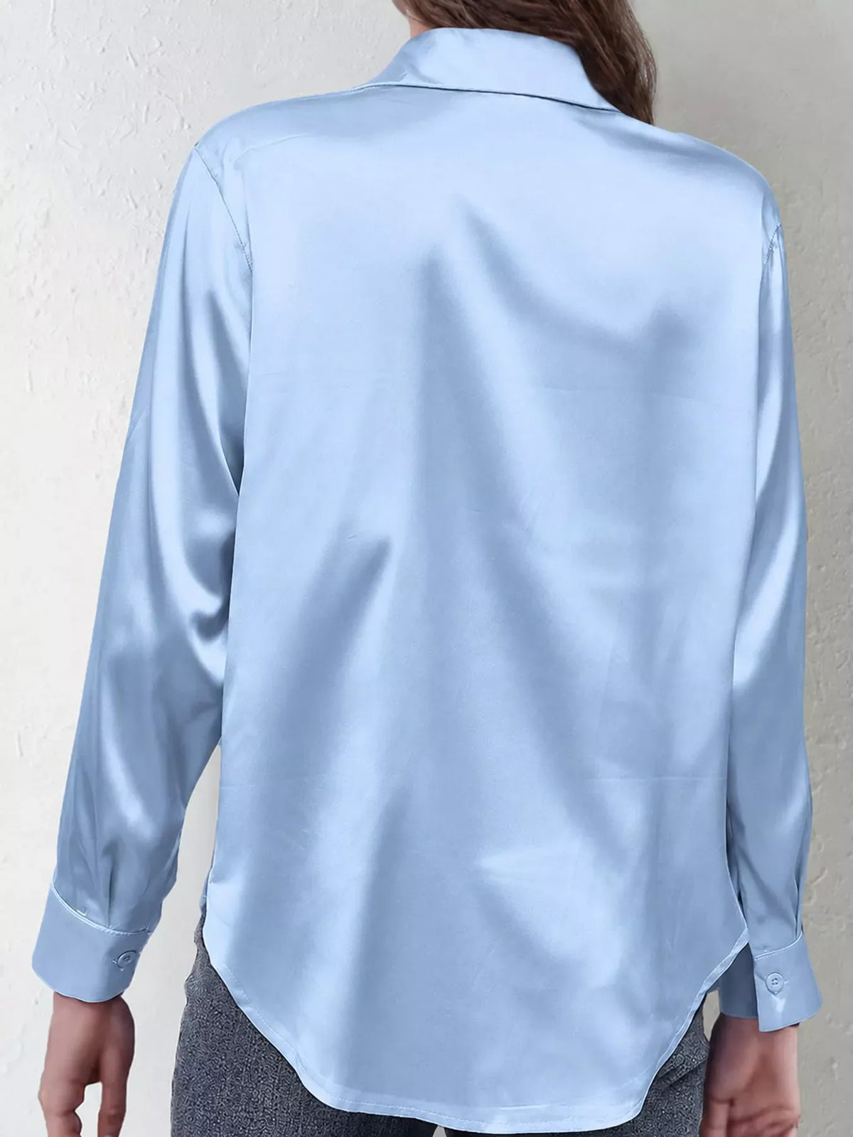 Women's Satin High-Low Button-Down Shirt — photo 69