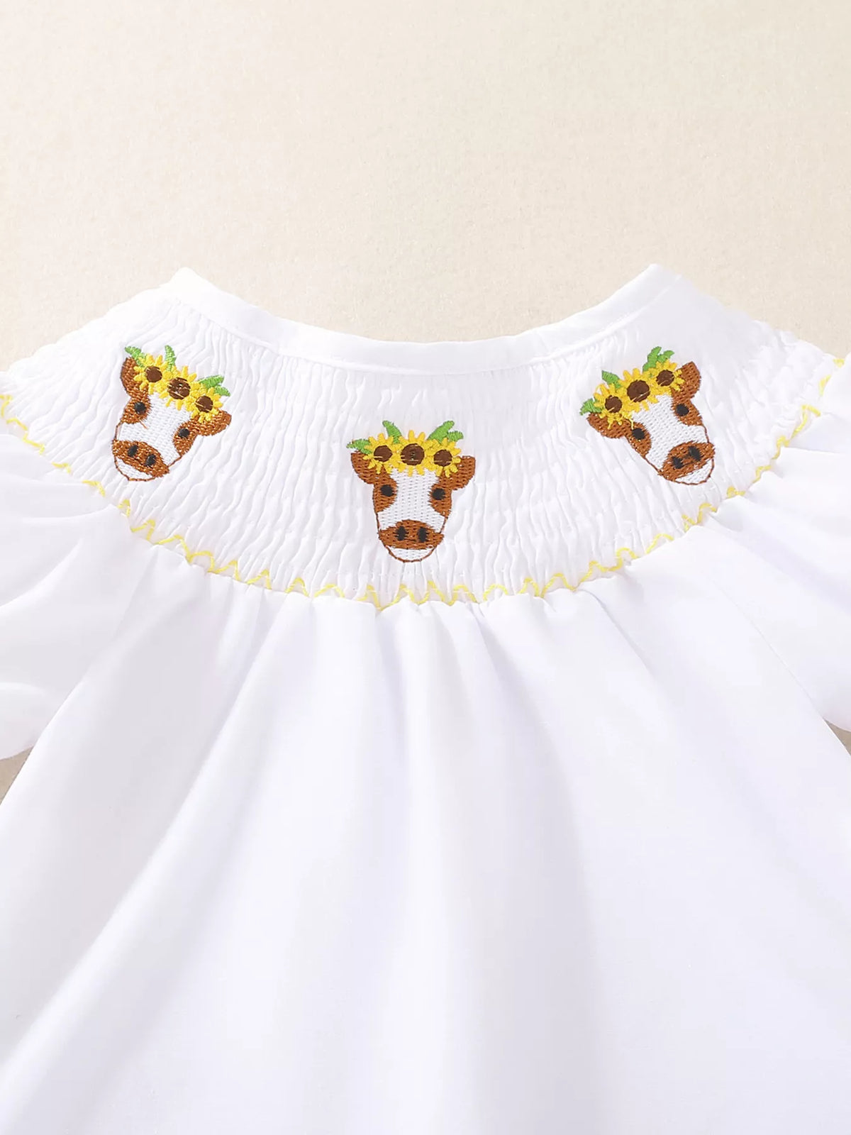 Sunflower Smocked Top & Bell-Bottom Set