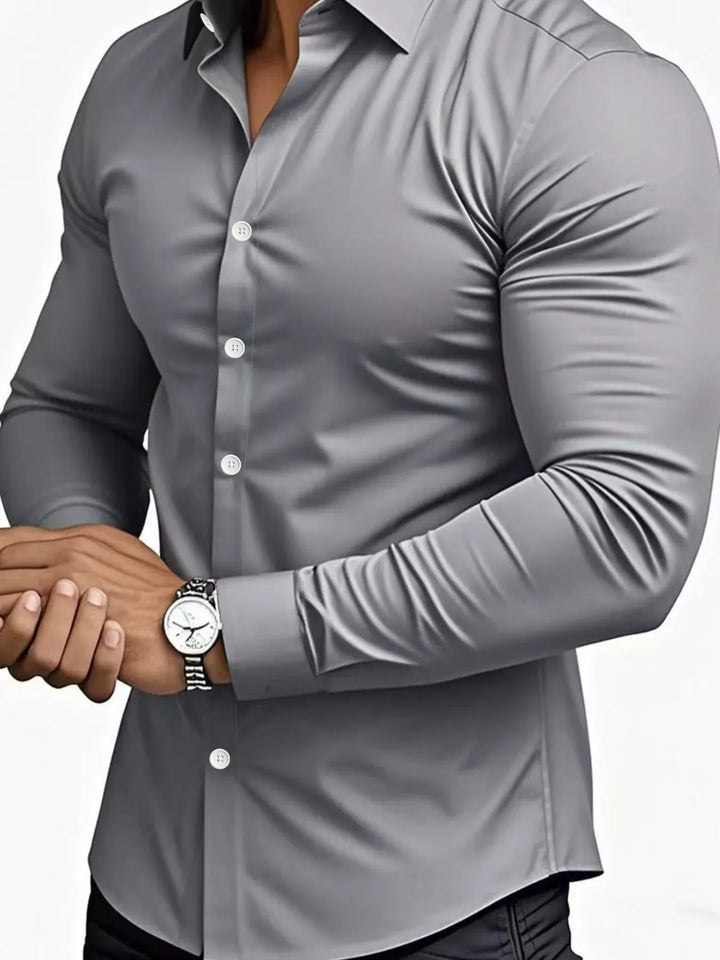 Men's Slim-Fit Long-Sleeve Button-Down Shirt