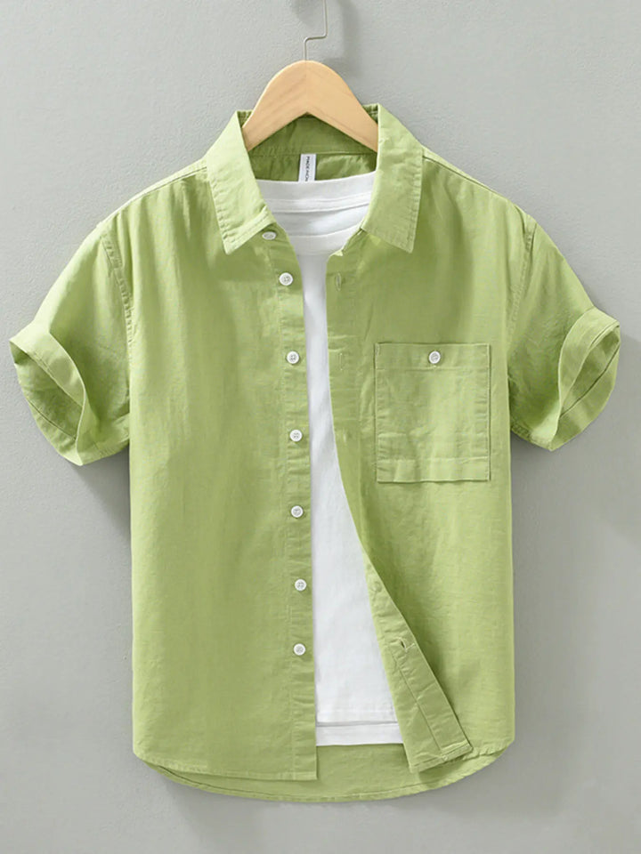 Men's Casual Short-Sleeve Button-Down Shirt with Chest Pocket – Regular & Plus Sizes