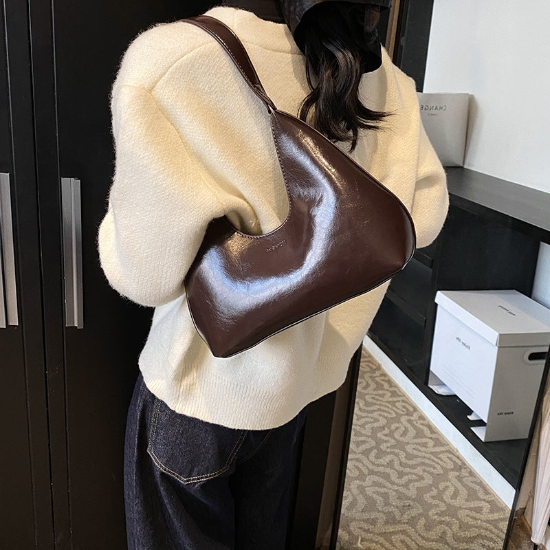 Retro Dumpling Bag - Soft PU Leather Shoulder Bag for Women
