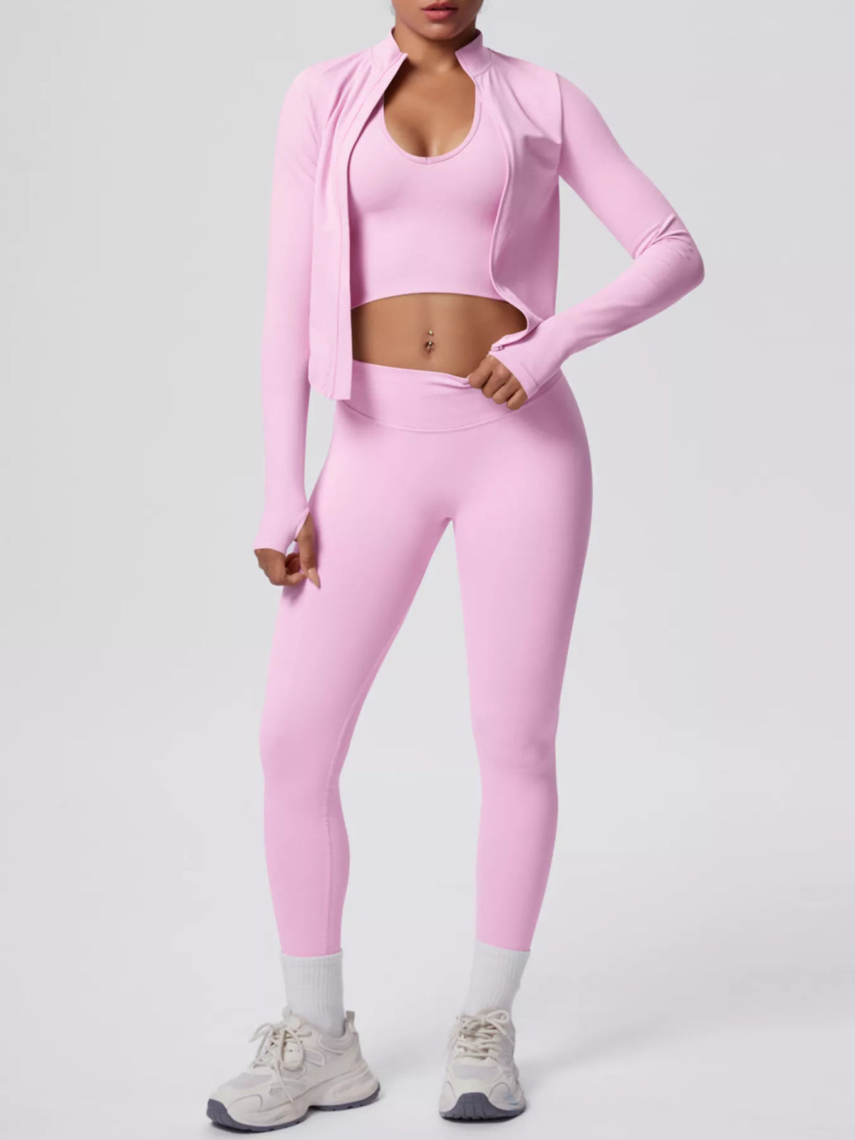 Tank, Zip Jacket & Leggings 3-Piece Active Set