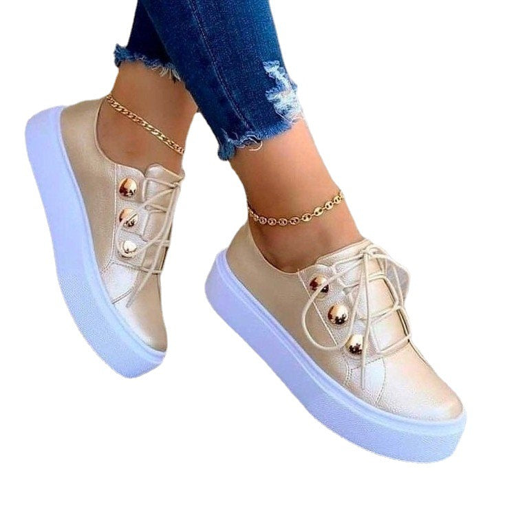 Rivet Lace-Up Sneaker Flats