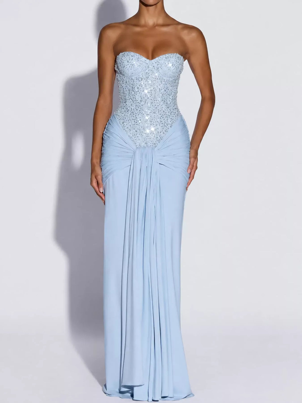 Women's Strapless Sequin Corset Maxi Dress — photo 9