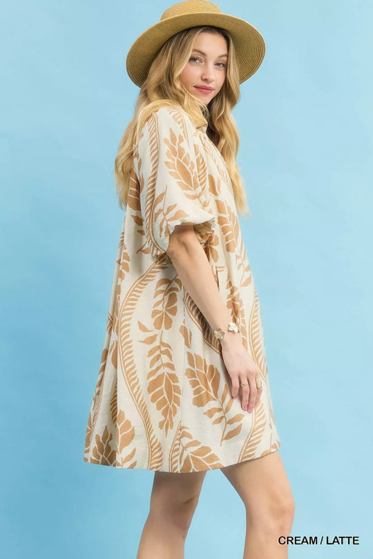 Another view: Umgee Leafy Ogee Print Mini Dress