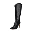 Women's Over-the-Knee Stiletto Sandals | Lace-Up High Heel Boots | Leopard Print & Solid Colors