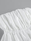 Women's white ruched bubble-hem tube top