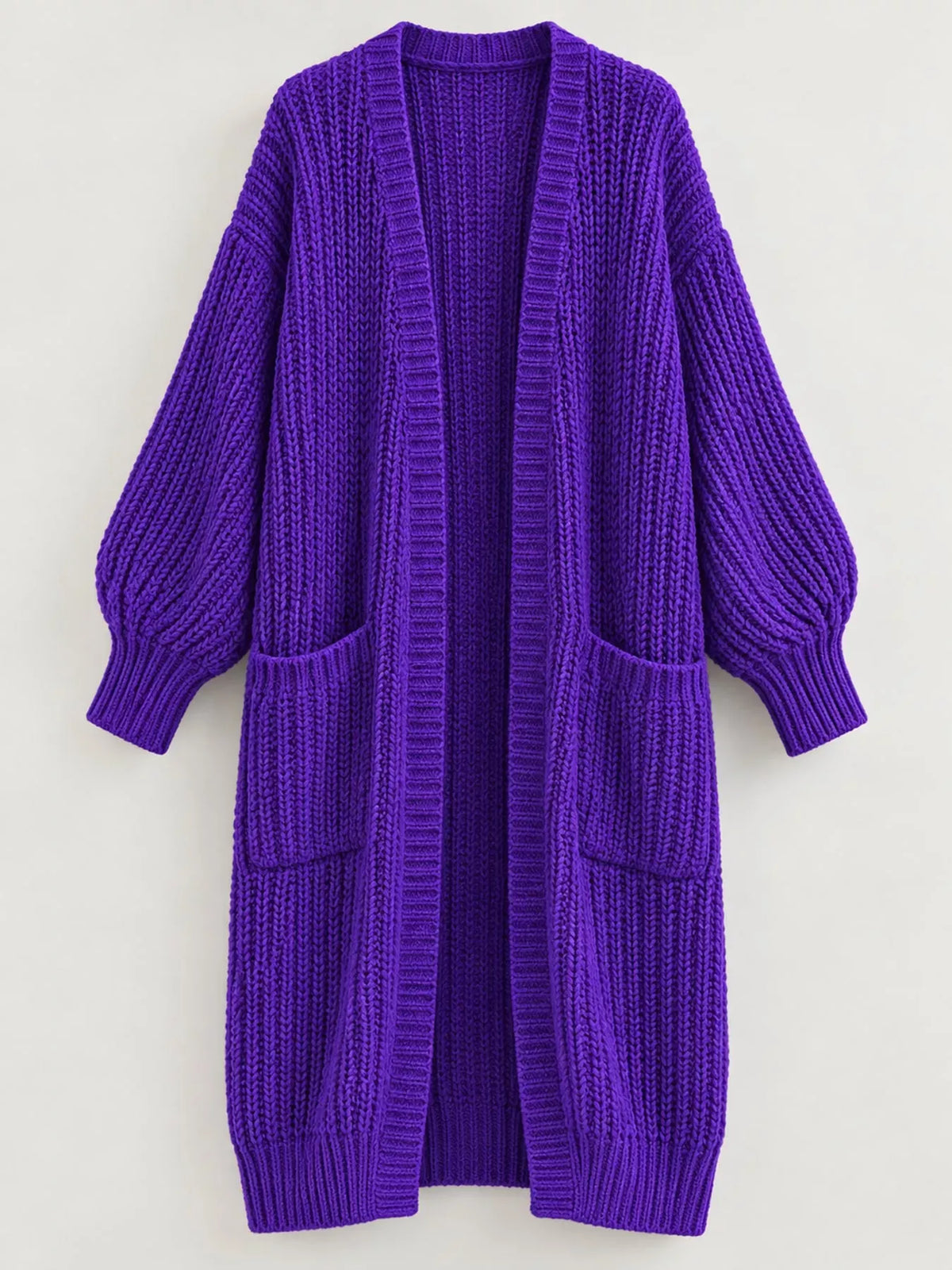 Oversized Openwork Longline Cardigan with Pockets — photo 39