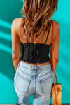 Black or white lace plunge-neck crop cami