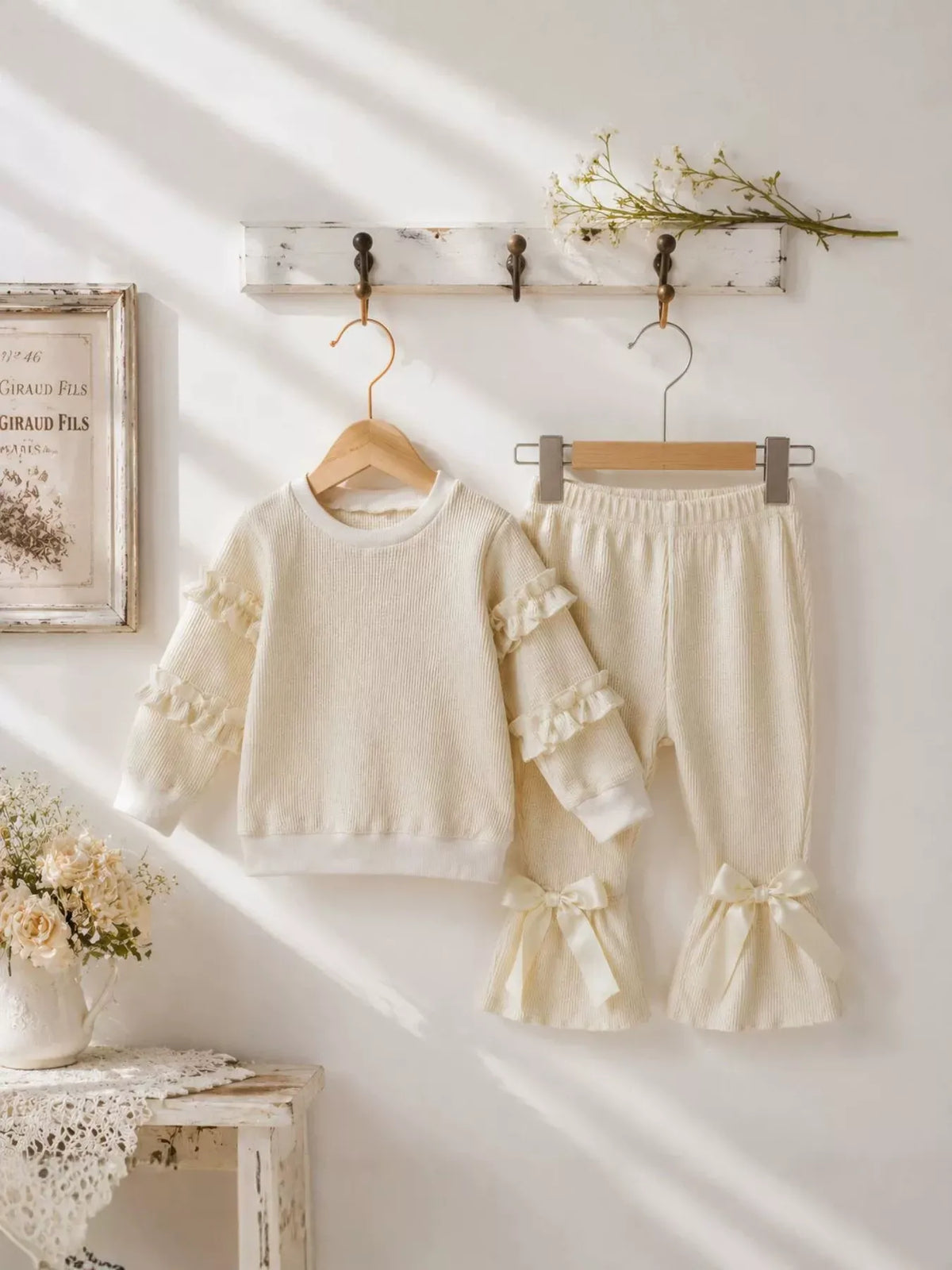Girls' Ruffle-Sleeve Top & Bow Flare Pants Set — photo 3