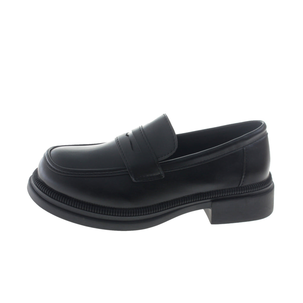 Women's Vintage Preppy Leather Casual Shoes - Round Toe Platform Shoes