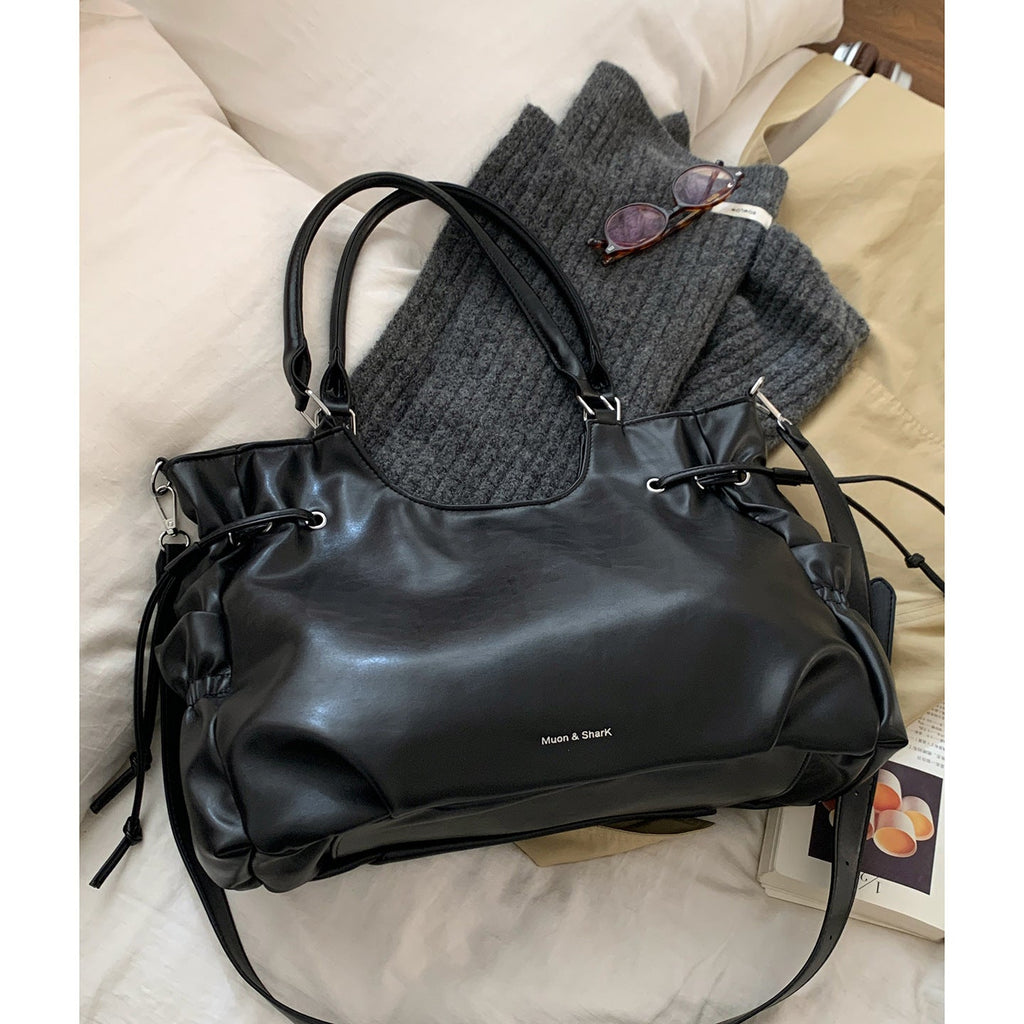Vintage Biker Underarm Bag for Women - High Capacity PU Leather Crossbody