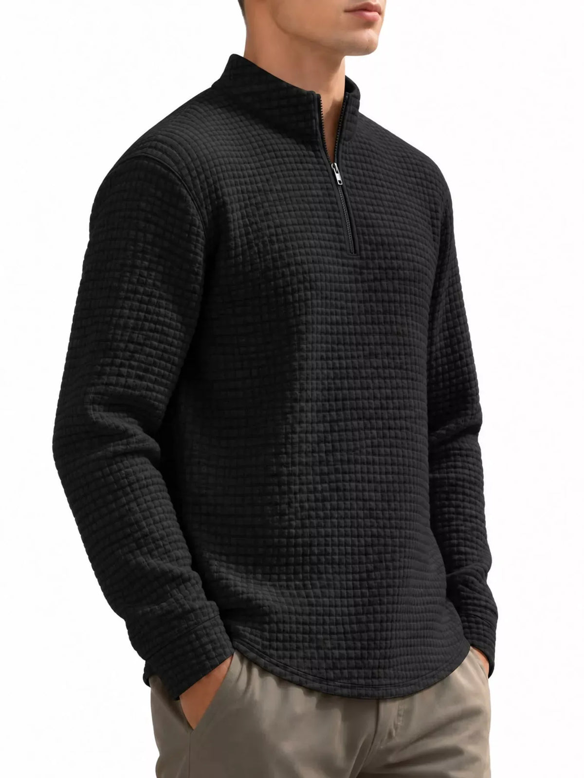 Men's Waffle-Knit Quarter-Zip Sweatshirt — photo 9