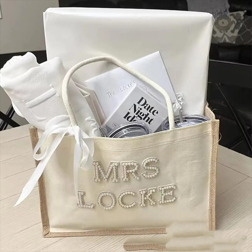 Custom Cute Tote Bag with Pearl Accessories – Canvas Tote for Women | Sarah Express