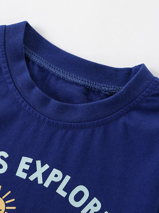Another view: Cotton-Blend Crewneck T-Shirt — Indigo