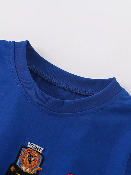 Another view: Kids' Embroidered Cotton-Blend T-Shirt – Dark Blue
