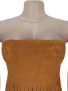 Black or caramel tassel-fringe bandeau top
