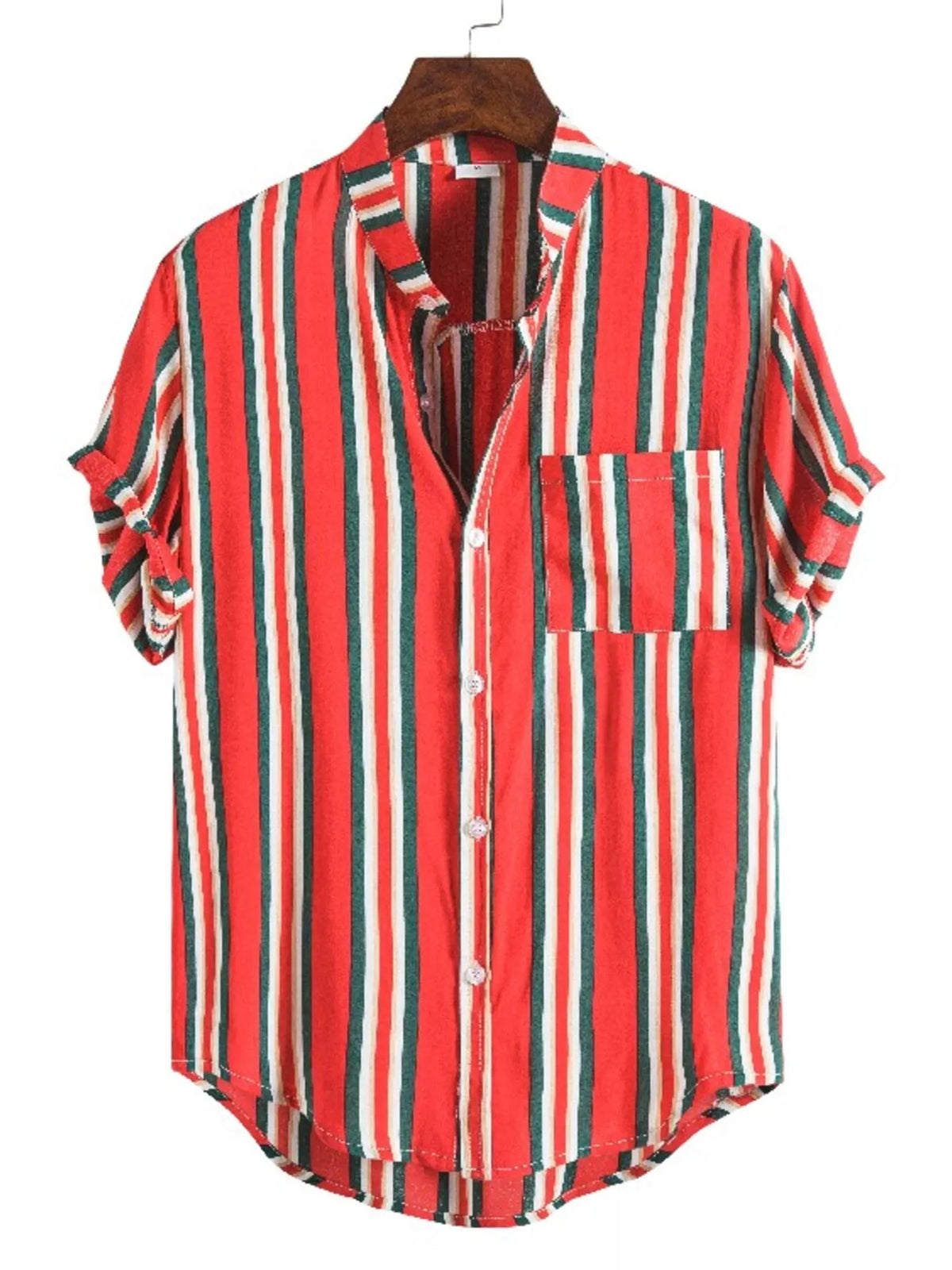 Men’s Striped Pocketed Short-Sleeve Shirt