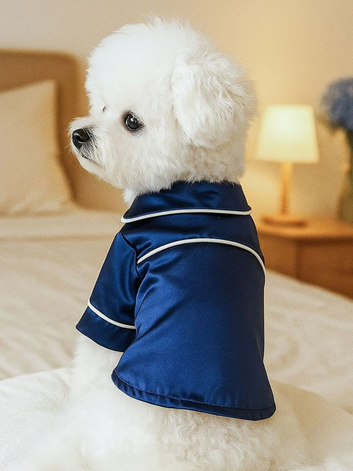 Contrast-Piping Satin Pet Pajamas — photo 8