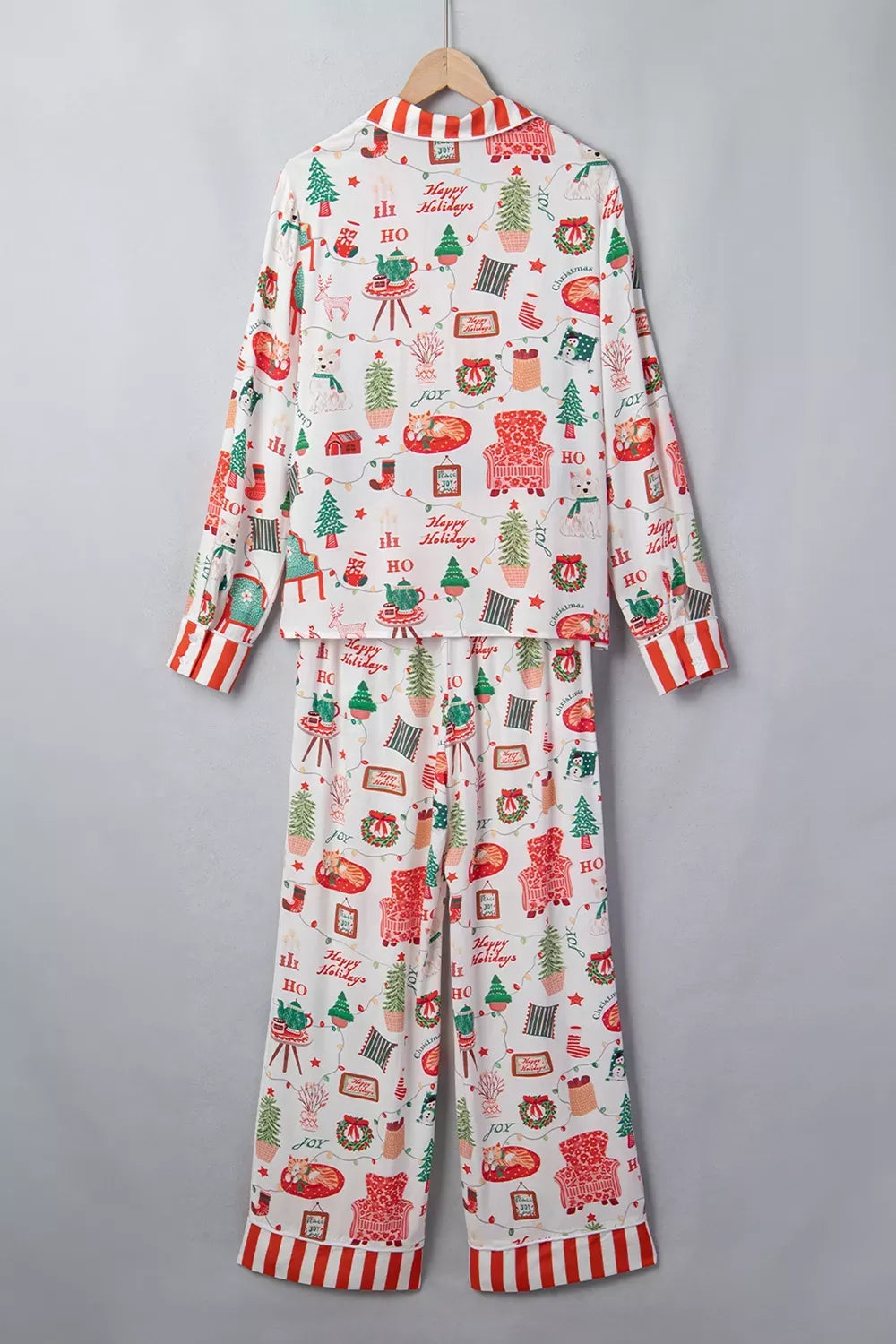 Women's Striped Holiday Button-Up Lounge Set — photo 9