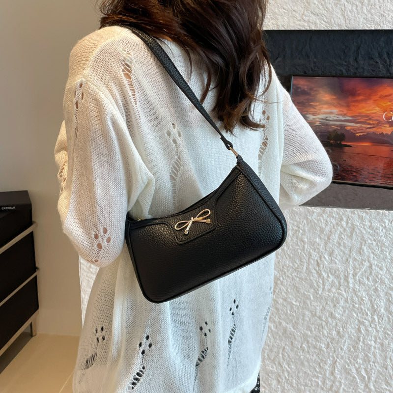 Women's Bow-Tie Western Underarm Bag - PU Leather Shoulder Bag