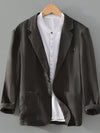 Men’s grey cotton lapel blazer.
