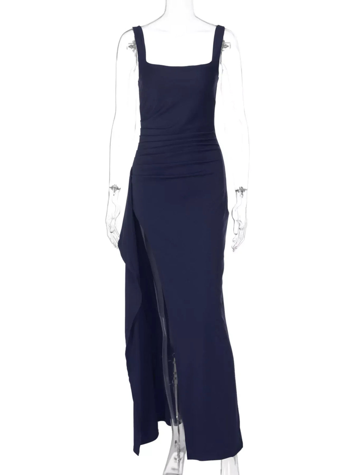 Square-Neck Ruched Slit Maxi Dress — photo 13