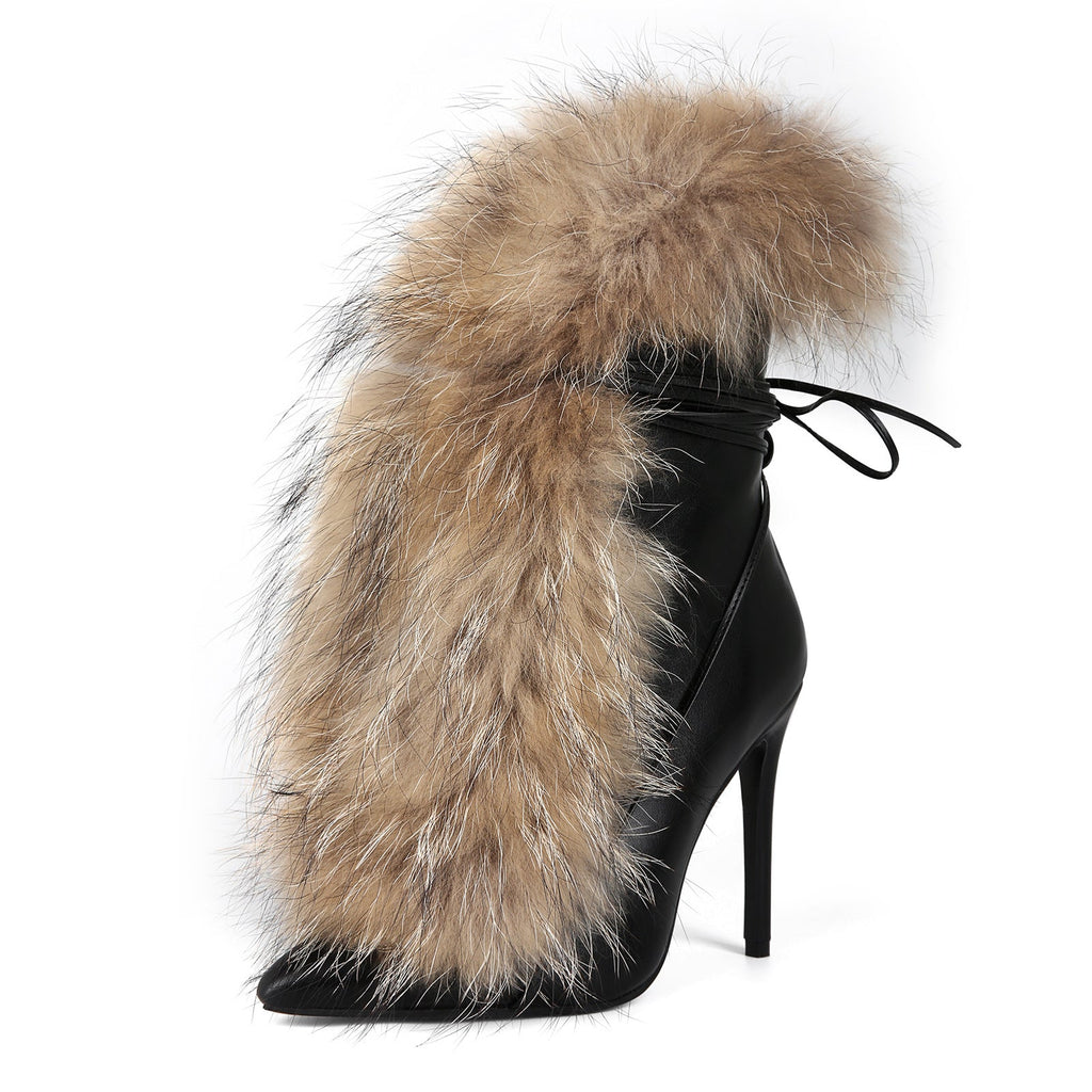 Women's Plus Size Pointed-Toe Stiletto Ankle Boots | Side Zipper | Black | EU 36–47