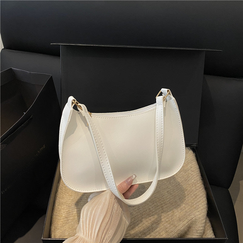 Women's Korean-Style Minimalist Crossbody Shoulder Bag | PU Leather Single Strap