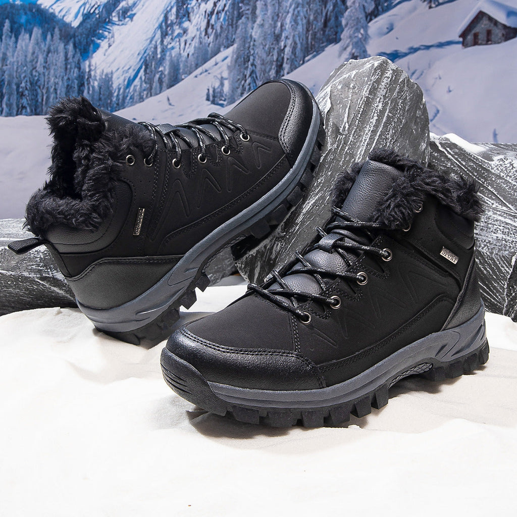 Men's Plus-Size High-Top Fleece-Lined Thermal Shoes | Warm Winter Cotton Sneakers