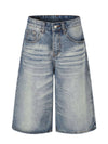 Vintage Indigo Wide-Leg Denim Shorts for men