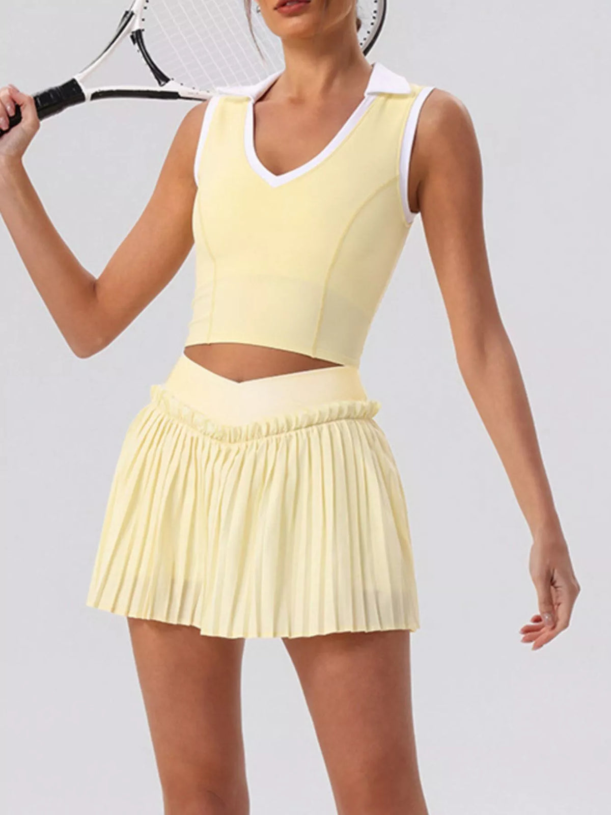 Pleated Skirt & Sleeveless Active Set
