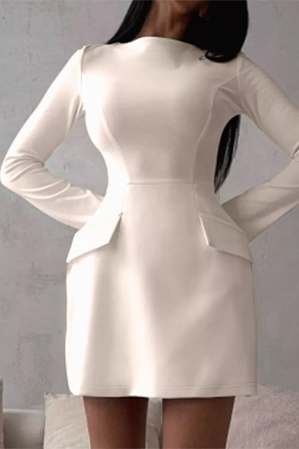 Buttoned Flap-Pocket Mini Dress