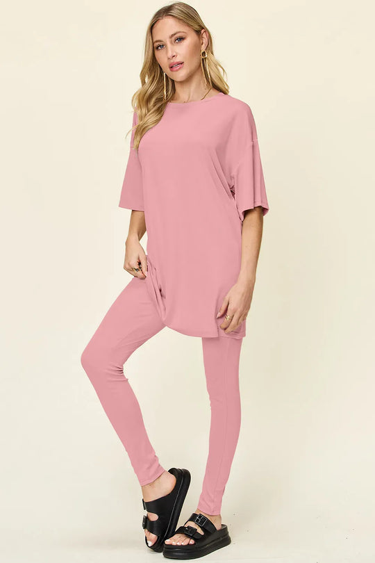 Another view: Drop-Shoulder T-Shirt & Leggings Set — Full Size