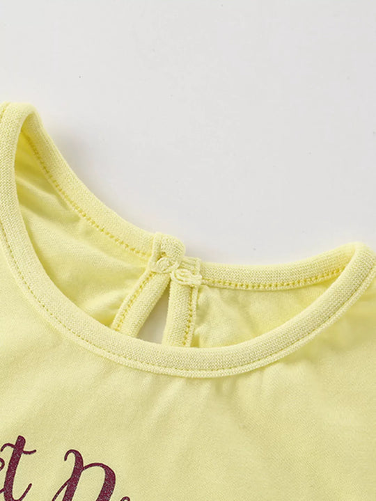 Another view: Girls' Unicorn Graphic Ruffle-Sleeve T-Shirt – Yellow