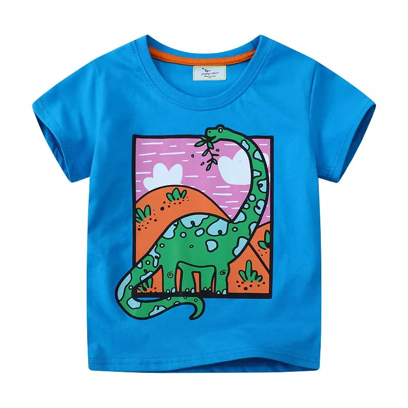 Kids’ Dinosaur Cotton T-Shirt — Sky Blue
