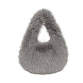 Women's Plush Tote Bag – Soft Oval Handbag for Everyday Casual Use