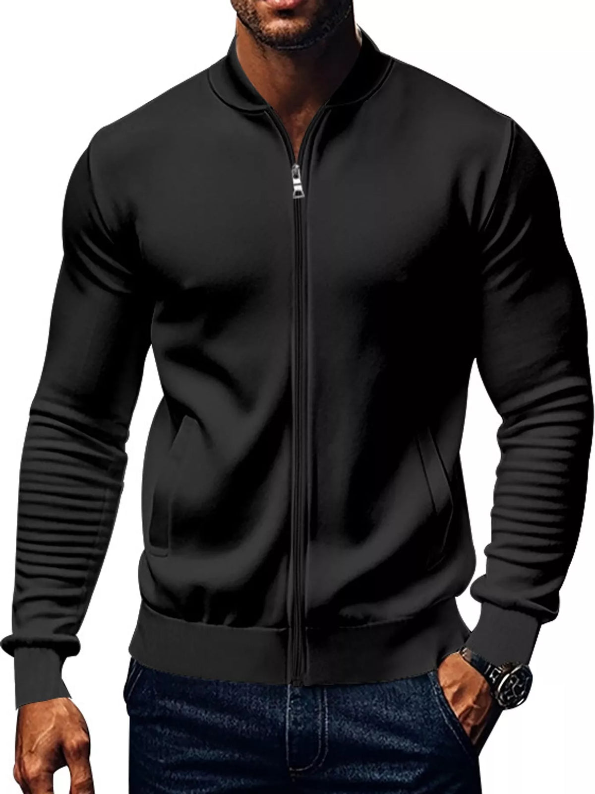 Men's Classic-Fit Zip-Up Bomber Jacket with Pockets — photo 25