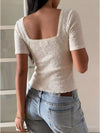 White sweetheart-neck layered ruffle top