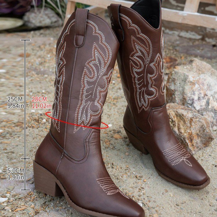 Women's Chunky Heel Boots – Hollow-Out High-Top Boots in Multiple Colors