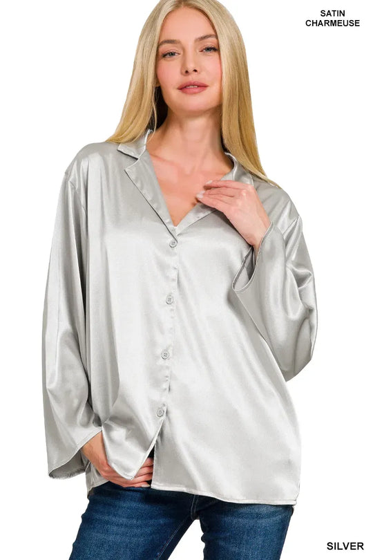 Another view: Satin Button Down Shirt