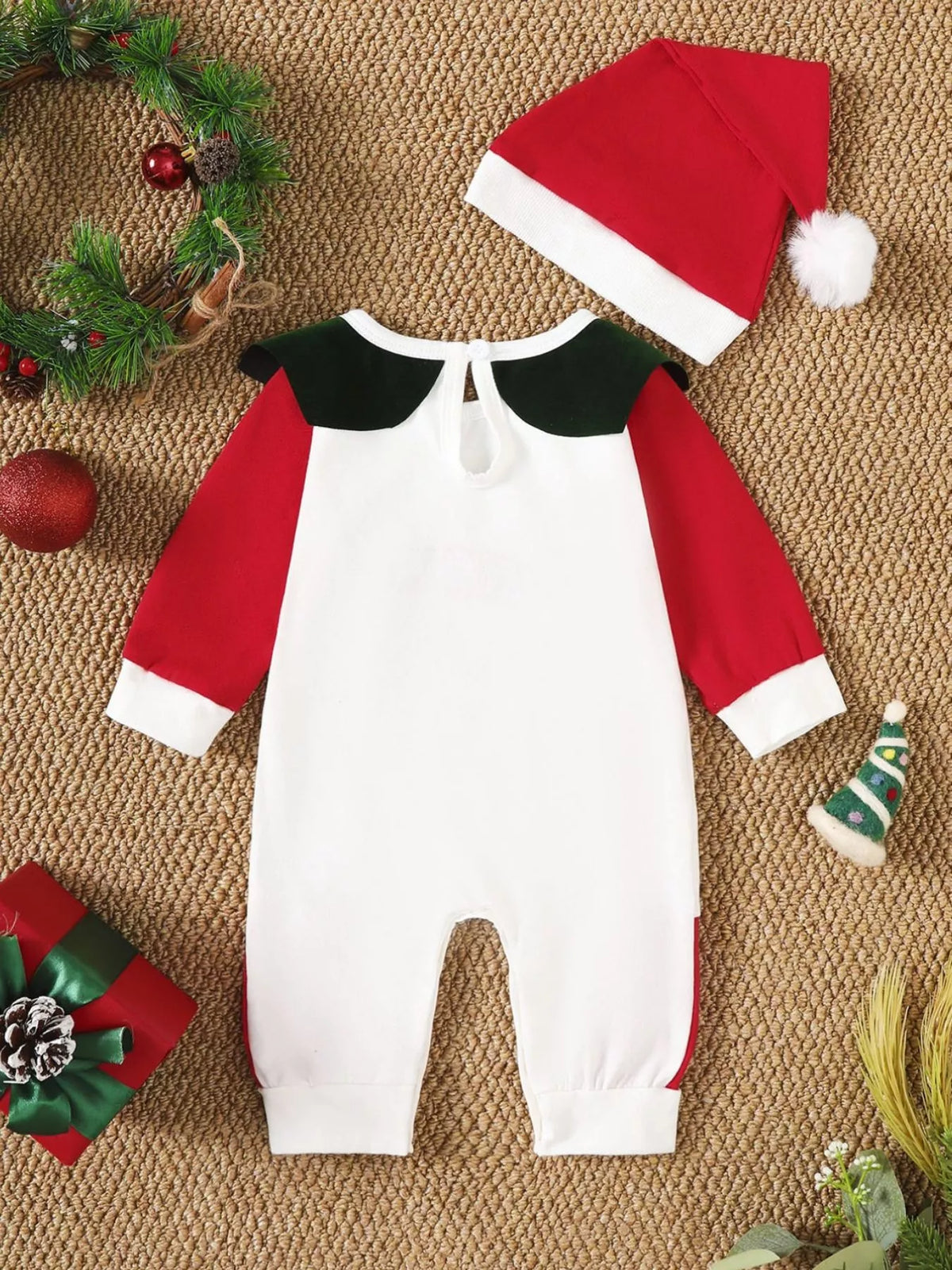 Adventure Club 2-Piece Christmas-Themed Set with One-Piece and Santa Claus Hat