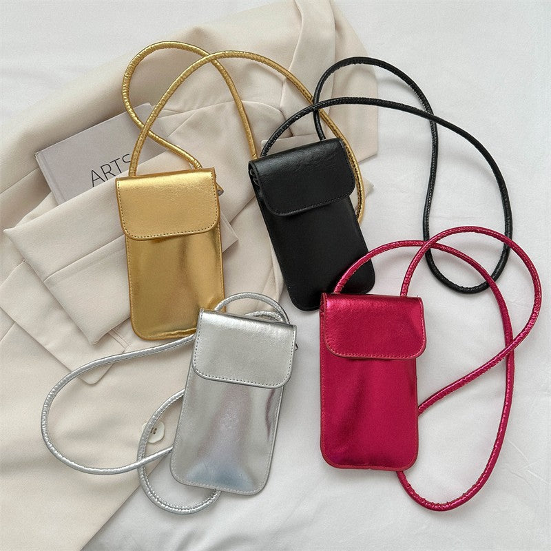 Women's Korean Lacquered Shoulder Bag - Minimalist PU Leather Crossbody Purse